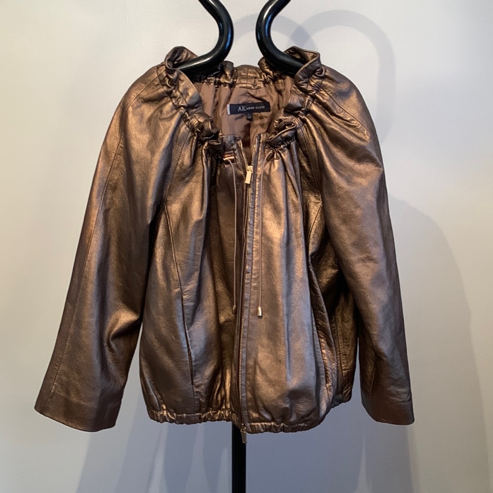 Anne Klein Leather Jacket - Bronze